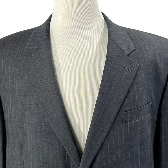 Ralph Lauren Wool Pinstripe Blazer Charcoal Gray 2 Button Heritage 50 - Picture 3 of 9